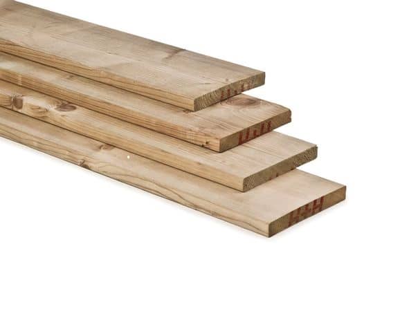 Vuren | schuttingplank | geschaafd | 19x145mm | Groen geïmpregneerd